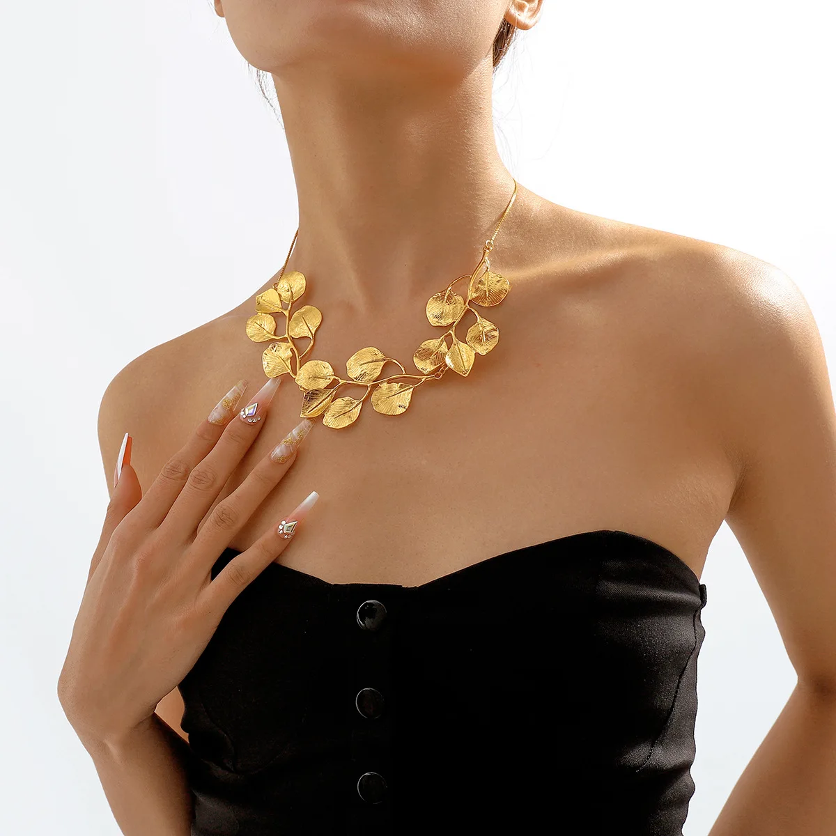 Collarbone Chain  Fashion Jewelry Necklaces Adjustable Chain And Accessories Metal Leaf Necklace 24k Gold Plated Jewelries