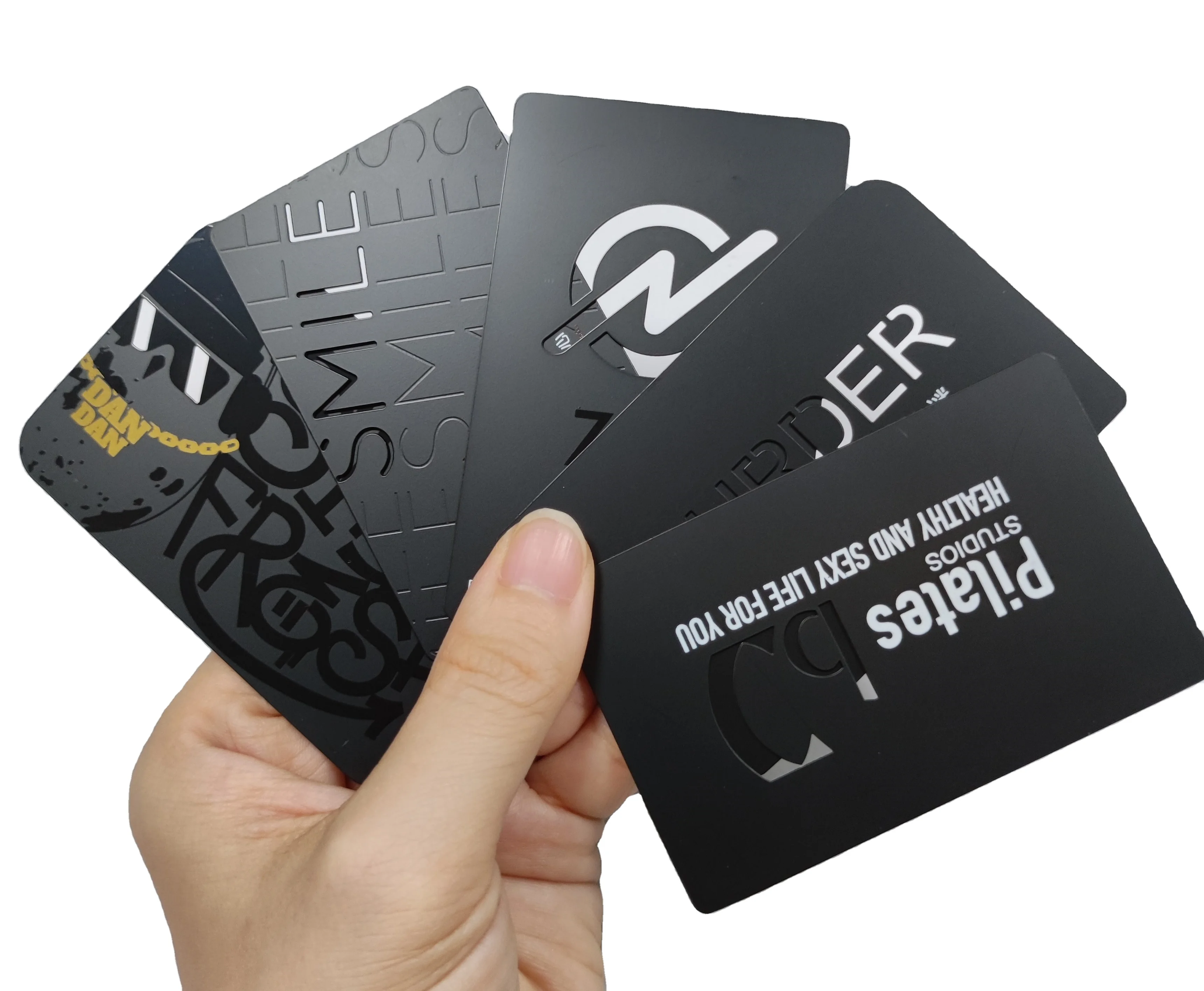 Wholesale High Quality Luxury 304 Stainless Steel Credit Card Black Laser Engraving Cut Metal Business Cards With Custom Logo
