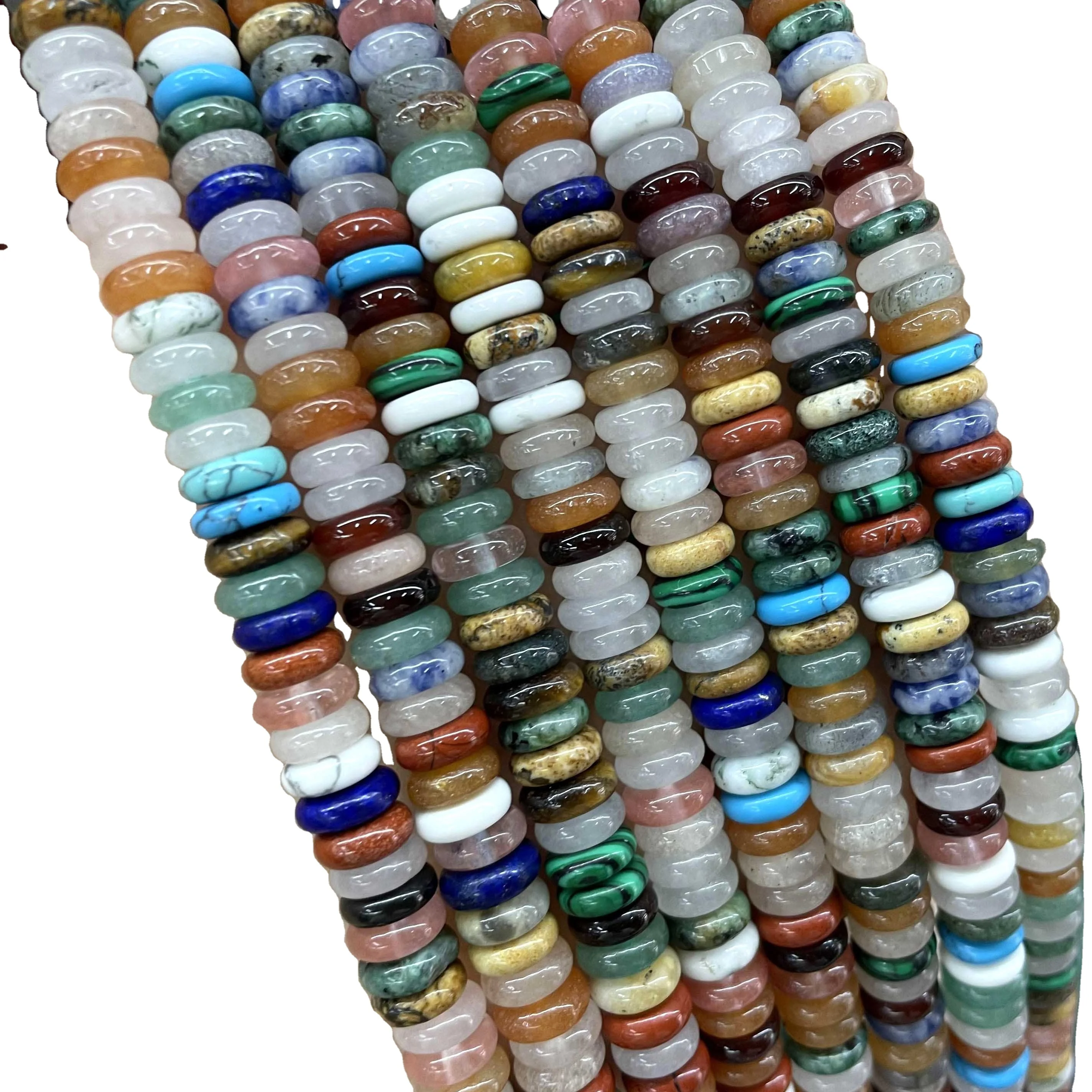 Wholesale 100% Natural Colorful Stone Spacer Loose Flat Beads Gemstone Strand For DIY Jewelry Making Charm Bracelet Necklace