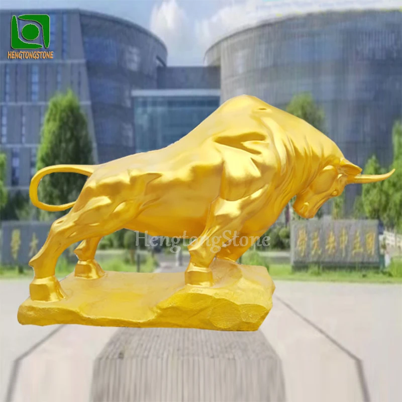 Factory Resin Fiberglass Outdoor Street Decorative Animal Cow Bull Statue