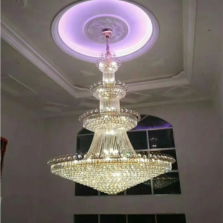 90cm stairway lighting led k9 modern luxury murano Gold four-layer crystal chandelier