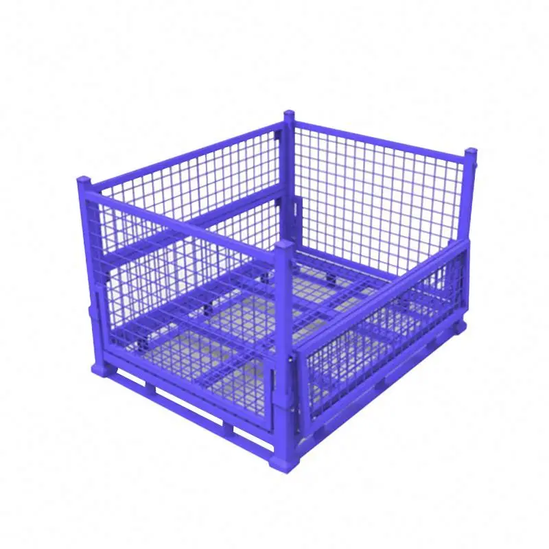 Industrial heavy duty collapsible steel pallet box folding steel mesh box