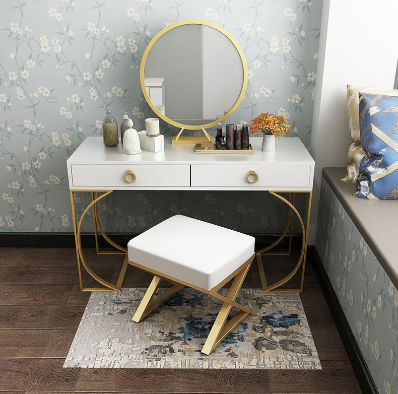 bedroom sets Modern white wooden Iron fram dressing table