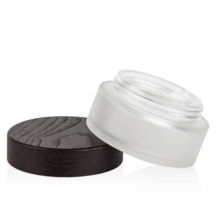 luxury 100g frosted glass bamboo jar night /day cream bamboo packing glass jars with bamboo wooden lids