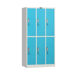 6 door sky blue  with key lock metal lockers gym locker