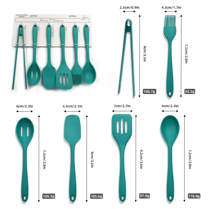 Dishwasher Safe BPA Free 6-Piece Kitchen Utensil Spatula Sets for Nonstick Cookware Cooking