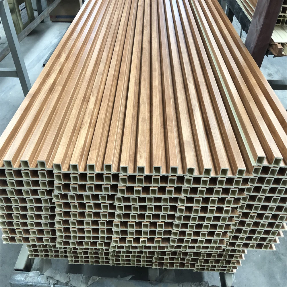 Панель de chapa madera coextruida WPC настенная ограда lambris en lattes Lambril ripado amadeirado ПВХ рифленая панель