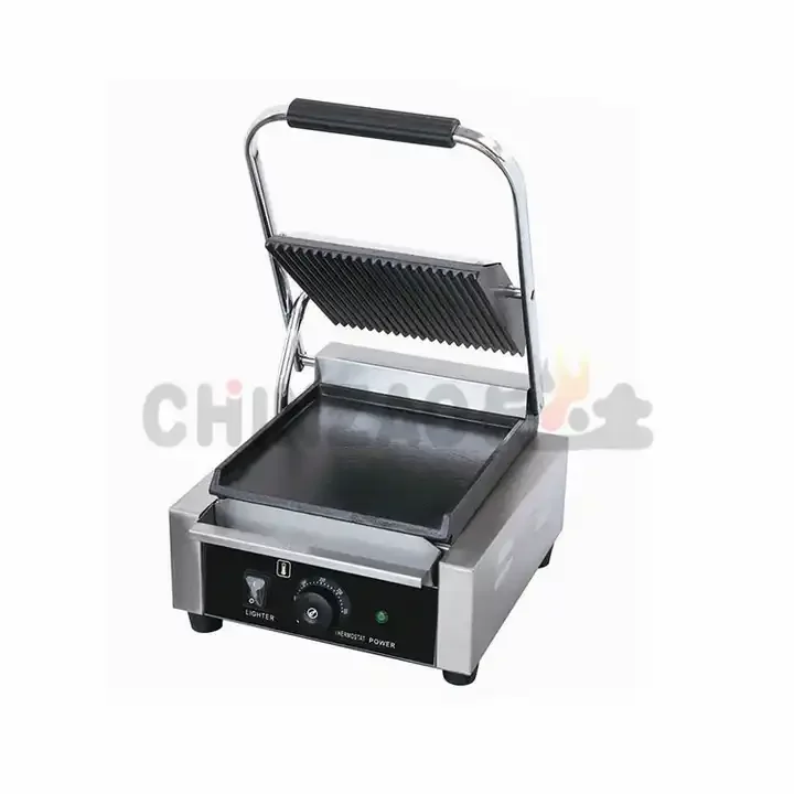 Customized Cast Iron Non Stick Commercial Sandwich Bread Panini Grill Electric Grill Contact Grill For Fast Food Restaurant