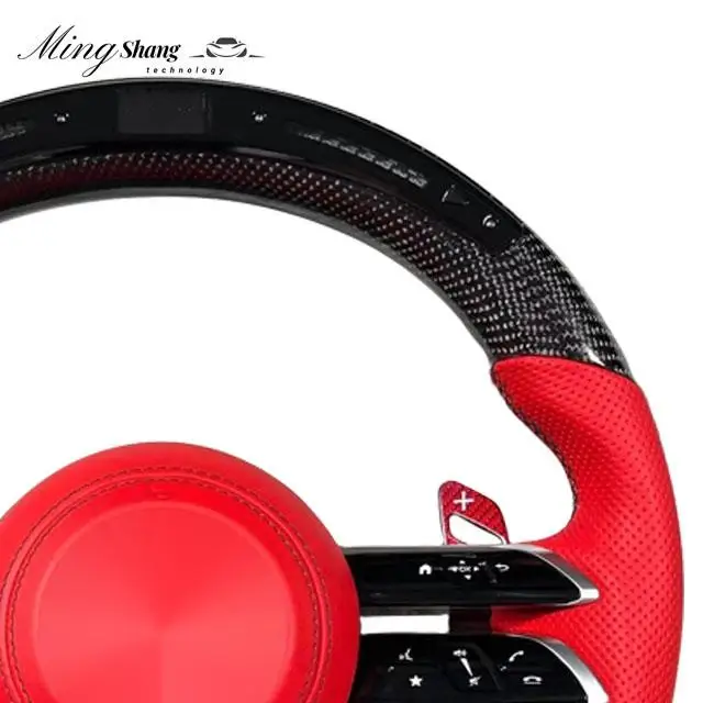 FOR Custom Leather Car Steering Wheel Fit Mercedes Benz A Class E Class S Class AMG GT GLE CLA Carbon Fiber Steering wheel