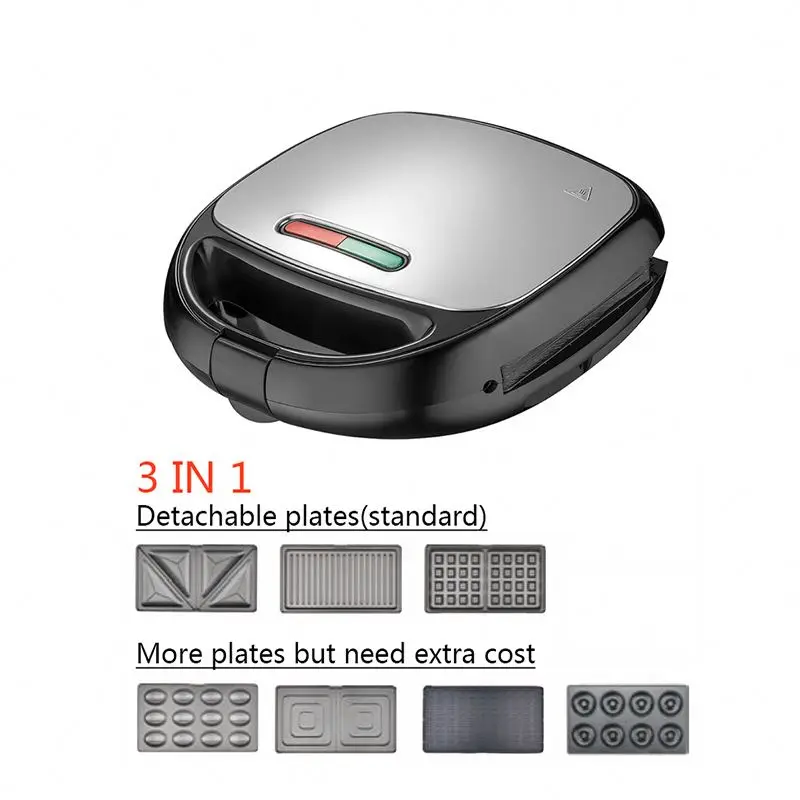 High Quality 3 in 1 Detachable Plates Waffle Brownie Sandwich Grill Maker Cup Cake Maker Machine
