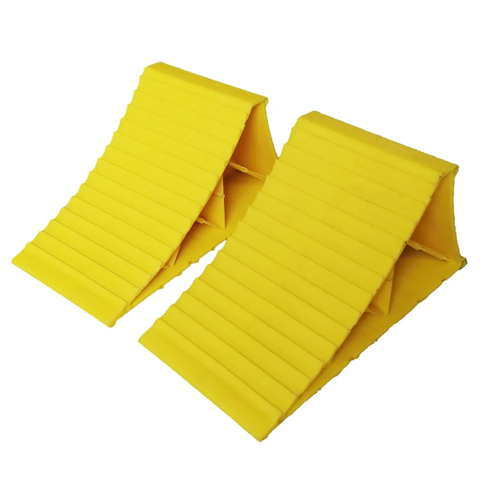 Mini plastic wheel stop triangle wood yellow parking block RV