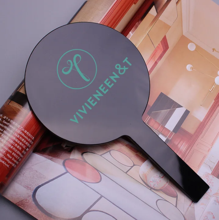 Custom Handheld Pocket Makeup Mirror Vintage Personalized Portable Mini Pink Heart Hand Held Vanity Mirror With Logo