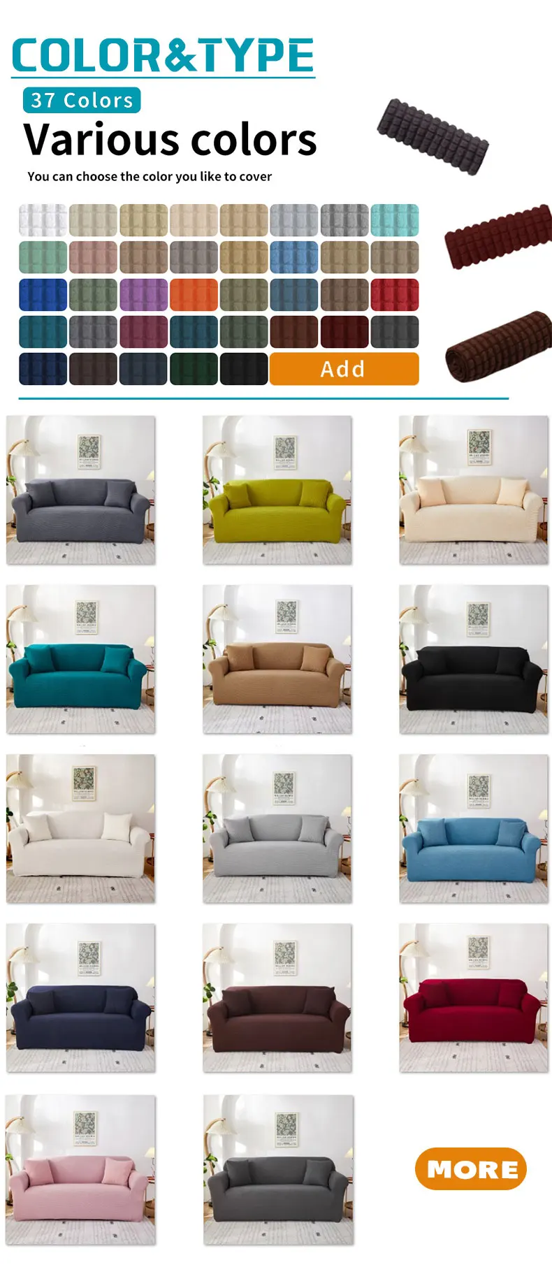 JQYC 3-Seater Sofa Slipcover High Elastic Polyester Fabric Jacquard Pattern Spandex-Powered Comfortable Cover Living Furniture