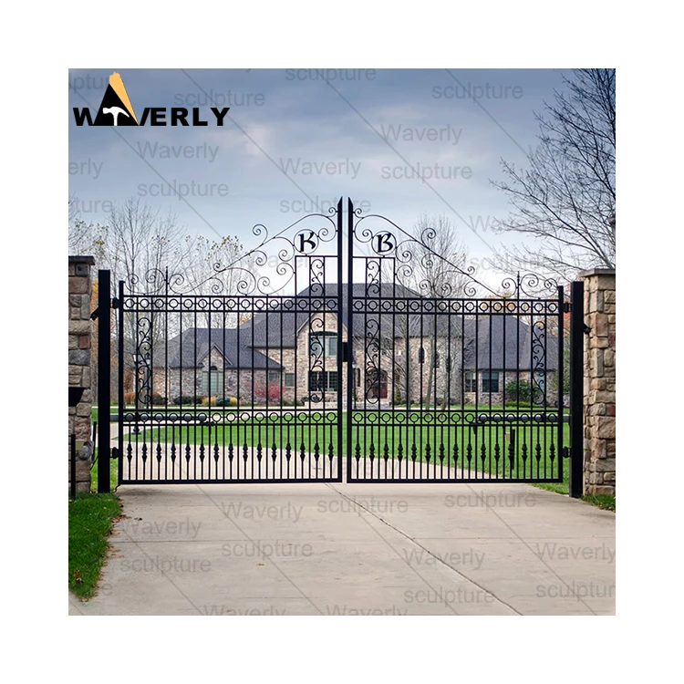 Italian Style Luxury Wrought Iron Grill Main Gate Design Driveway Gates Wrought Iron Cast Fancy Iron Gate Design