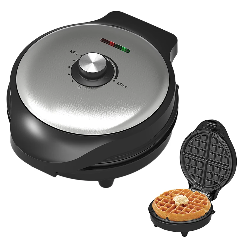 Home mini round Belgian heart waffle maker temperature control knob snack press grill mini waffle maker