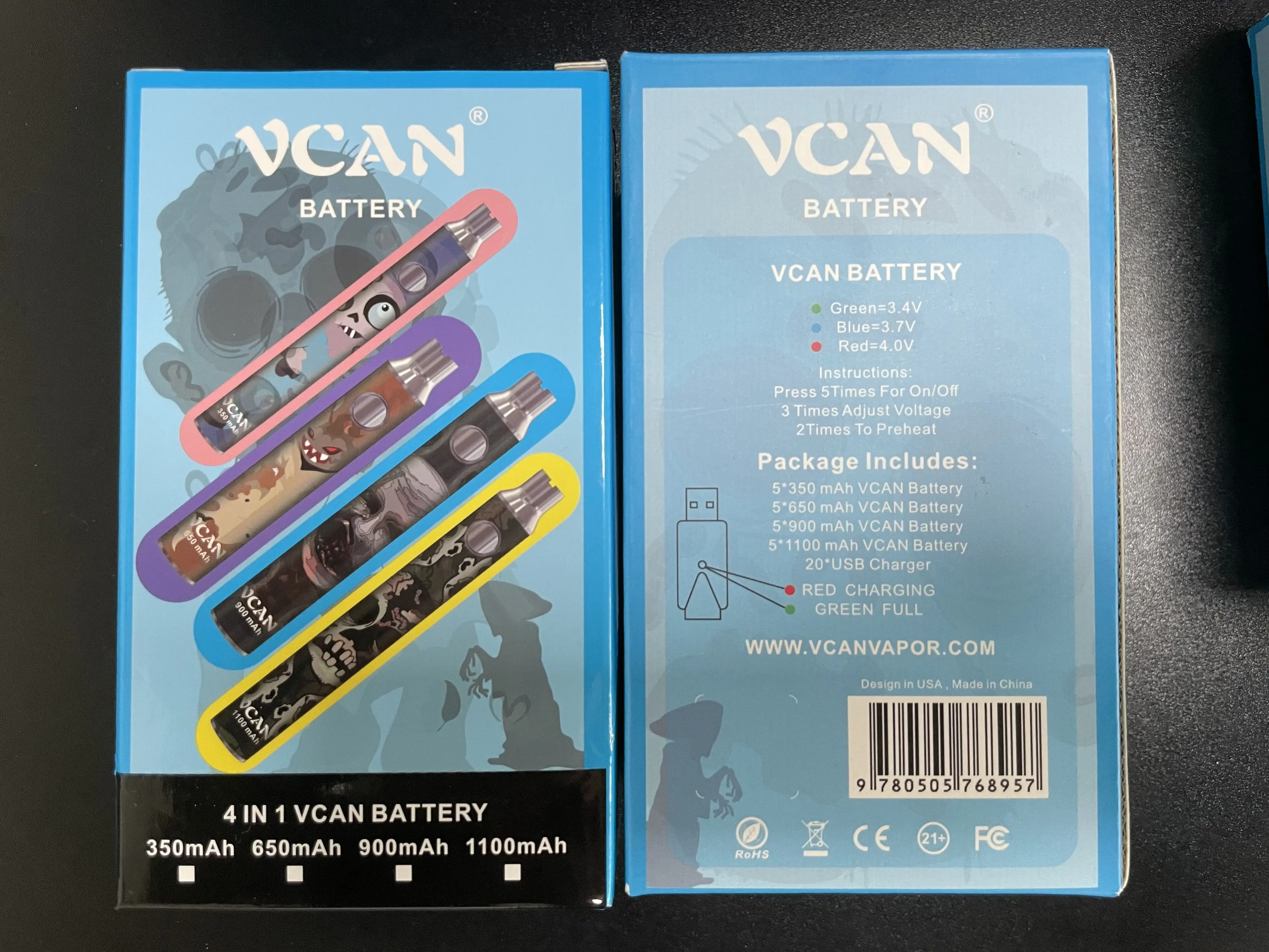 100% оригинальный высококачественный аккумулятор vcan 4 в 1 350/650/900/1100 мАч различные цвета Прямая поставка с завода