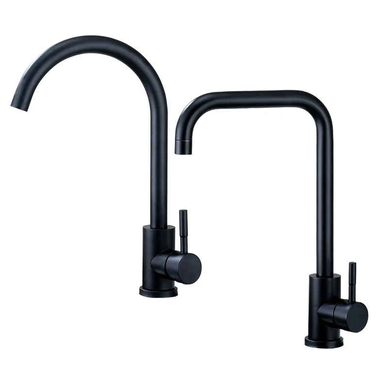 Flexible faucet 304 stainless steel kitchen faucet matte black hot cold water kitchen tap 360