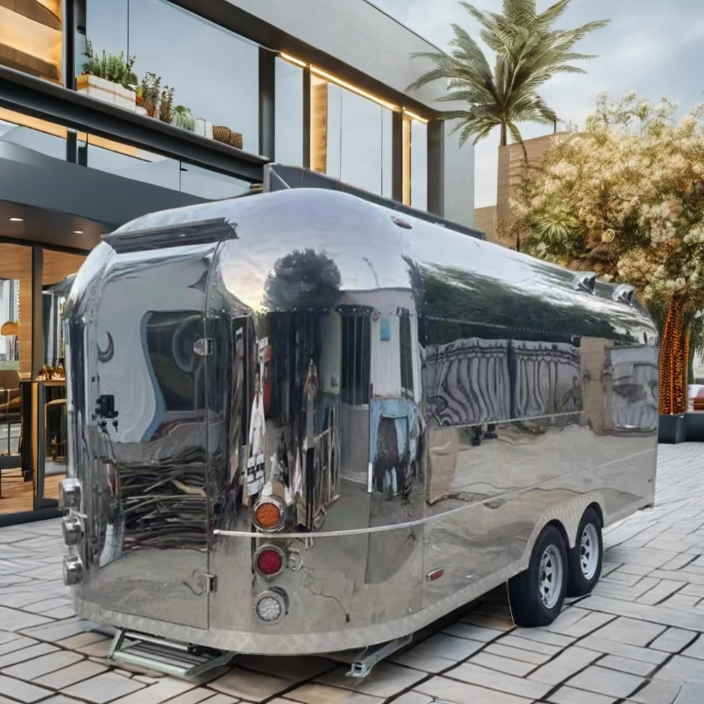4 метра полностью из нержавеющей стали Airstream закуски торговый киоск Подержанный буксируемый фаст-фуд трейлер мороженое