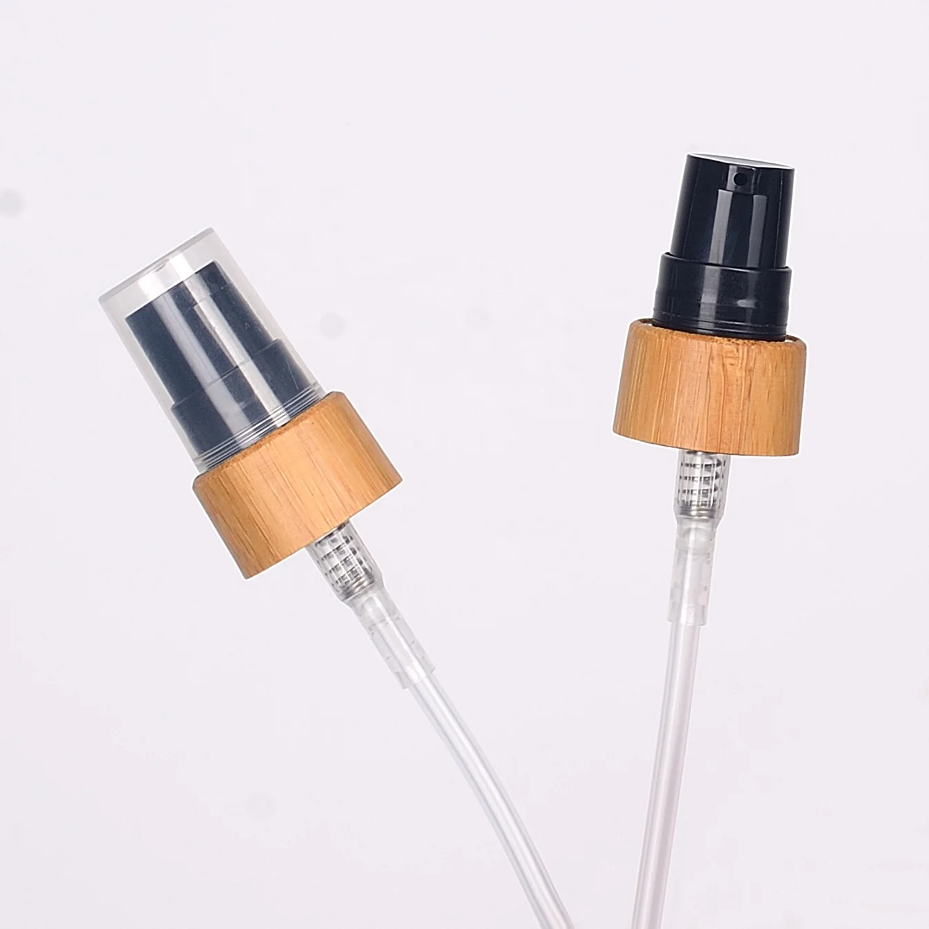 50 ml black glass bottle empty cosmetic serum bottle with bamboo pump 18/410 bamboo wooden spray