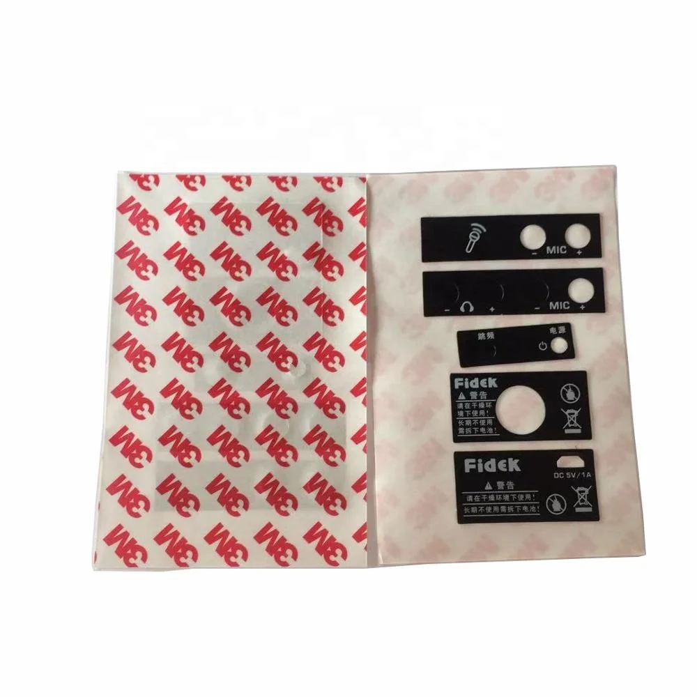 3-M adhesive Silk screen printed polycarbonate  sticker Gloss or Matte finish pc label