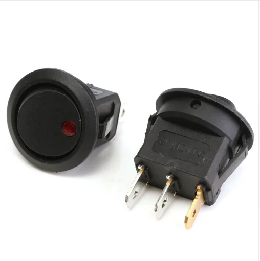 3 Pins With Led Lights Switch 12V 16A DC 23 * 23 * 25mm Cat Eye Switch Car Auto Boat Round Rocker Switch ON-OFF