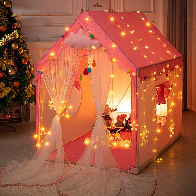 Children Princess Girls Large House Dotted Ventilated Mesh Indoor Kids Castle Play Toy Polyester Tent
