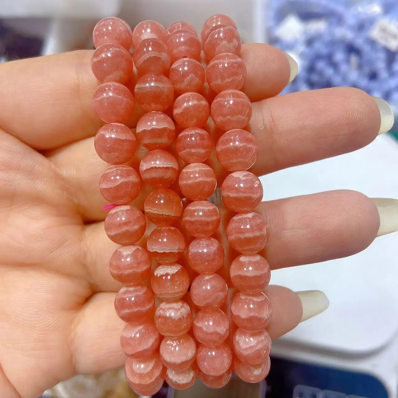 6/8/10mm Rhodochrosite Beads From Argentina Heailing Crystal Bracelet Gemstone Necklace Argentinian Rhodochrosite Beads
