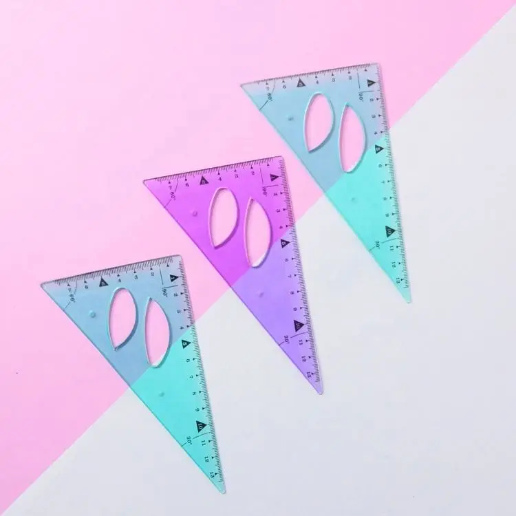 Top Quality  Printing Soft Flexible Triangle Set Square Plastic Ruler