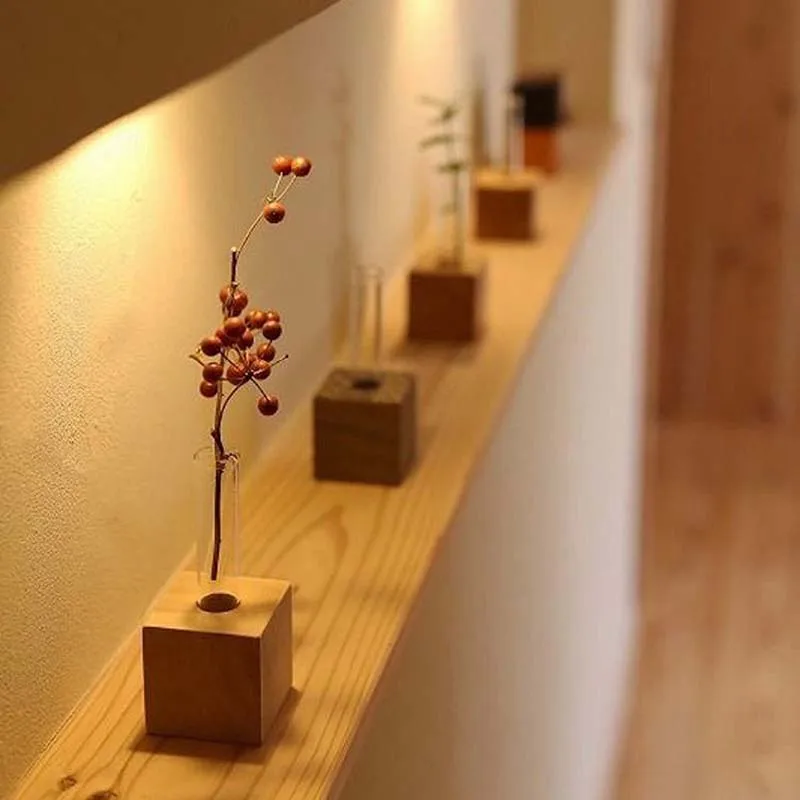 Wholesale Custom Window Ornament Wooden Flower Stands Wooden vase arrangement table decoration