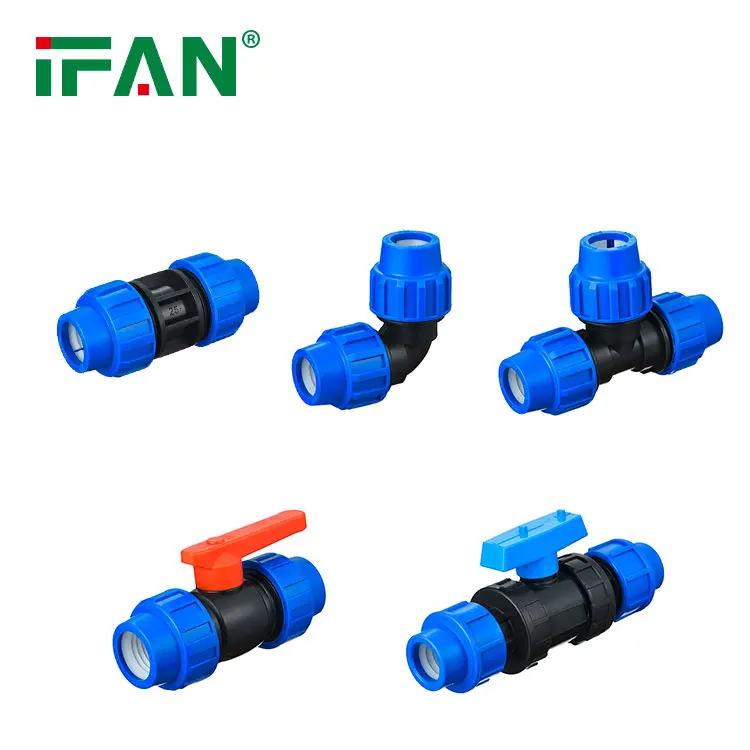 IFAN Manufacturer Poly Plumbing Fittings 16 mm Elbow Socket Union Irrigation Pipe HDPE Fittings