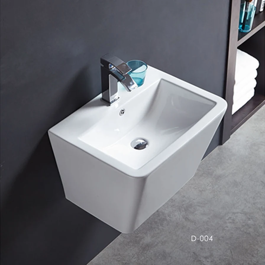 2023 Factory Hot Sales Ceramic Hand Wall hung Wash Basin Square Basin For Bathroom