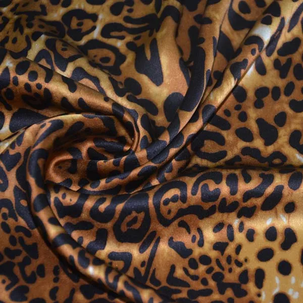 
silk satin leopard printed fabric 