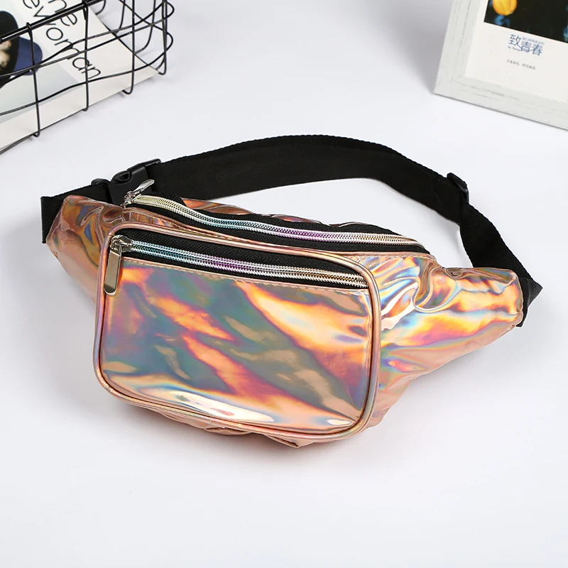 Holographic Fanny Pack Custom Waist Bag Money Phone Belt Bum Bag  Laser Adjustable Belt Party Sling Bag