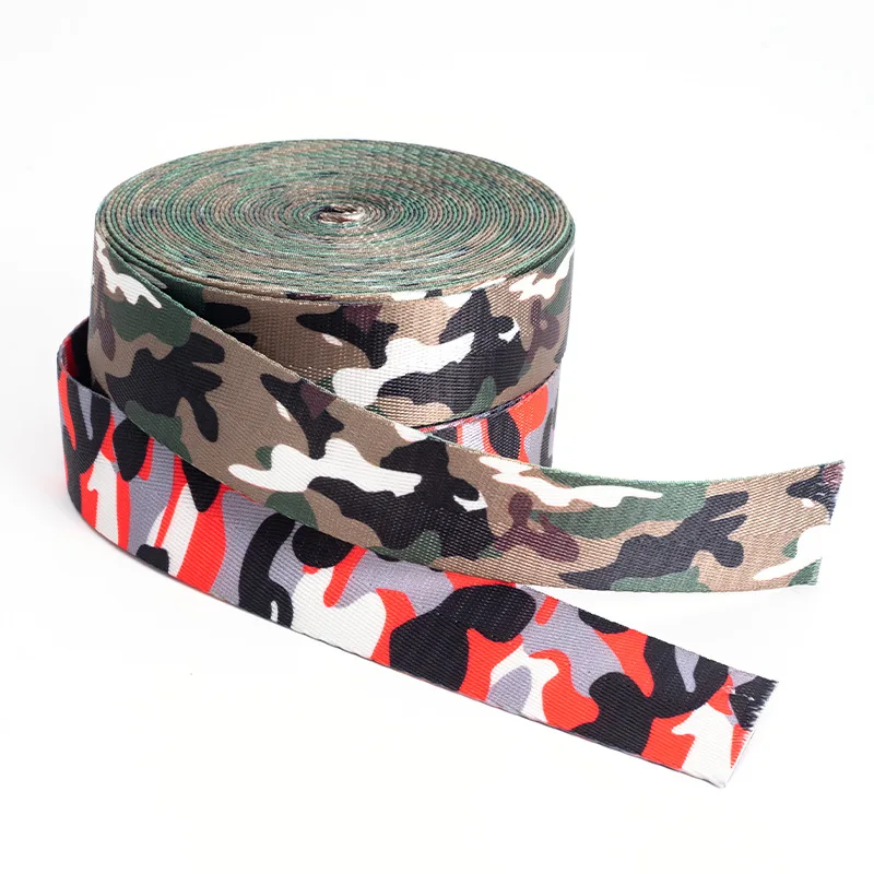 HT camouflage heat transfer printing webbing imitation nylon heat transfer printing webbing luggage backpack accessories webbi