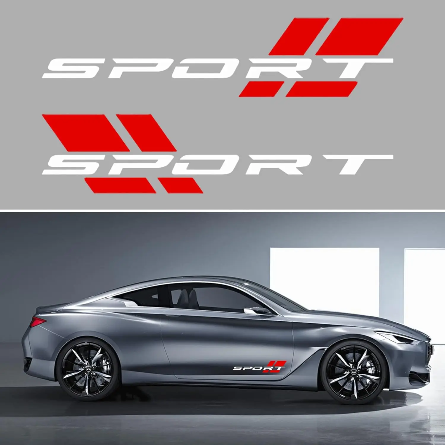 2Pcs Vinyl Sport Racing Letter Decal Decorative Stickers Emblem Car Styling Adhesive Tape Accessories For Car