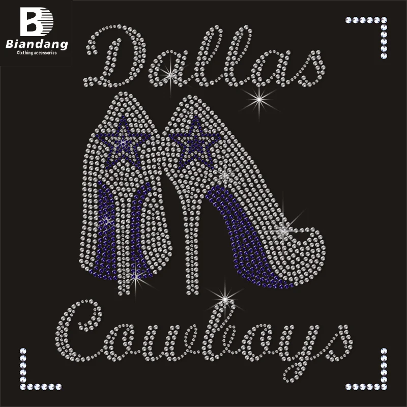 Manufactures Colorful NFL Logo Rhinestones Clothing Rhinestone Transfer for T-shirt Custom