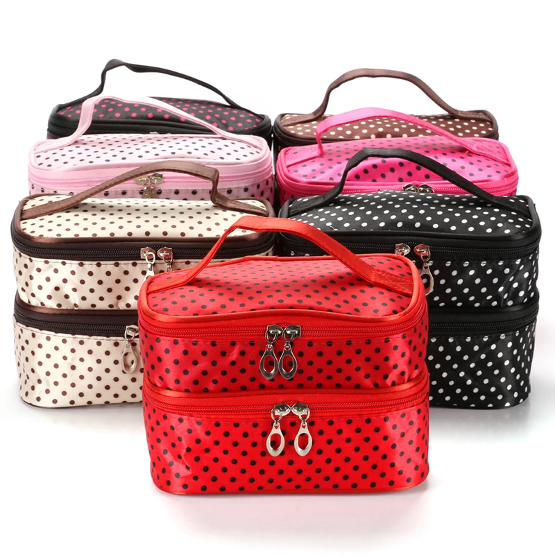 Double layer Toilet Women Makeup Cosmetic Bags Pouch Organizer Beauty Case Toiletry Kit Travel  Makeup Artist Bag