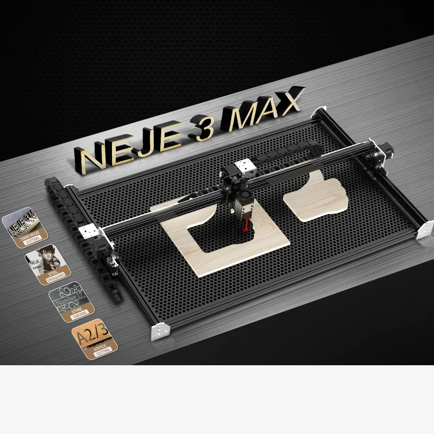 NEJE 3 MAX V2 A40640 Metal Fiber Diy Keyboard Acrylic Perfume marking engraver Rotary Mugs Bottles Laser Engraving Machine