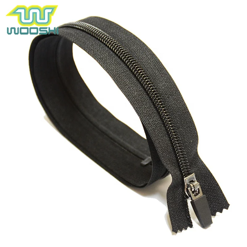 Close-end Eco-friendly Nylon Zipper with YG Slider Glue pressing pull by Custom Logo for Clothing and Bag