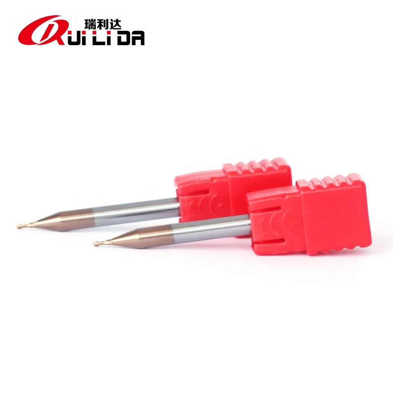 RLD high quality HRC55 2 flutes  ball nose 1mm end mill R0.5x50mm cnc milling cutter for steel