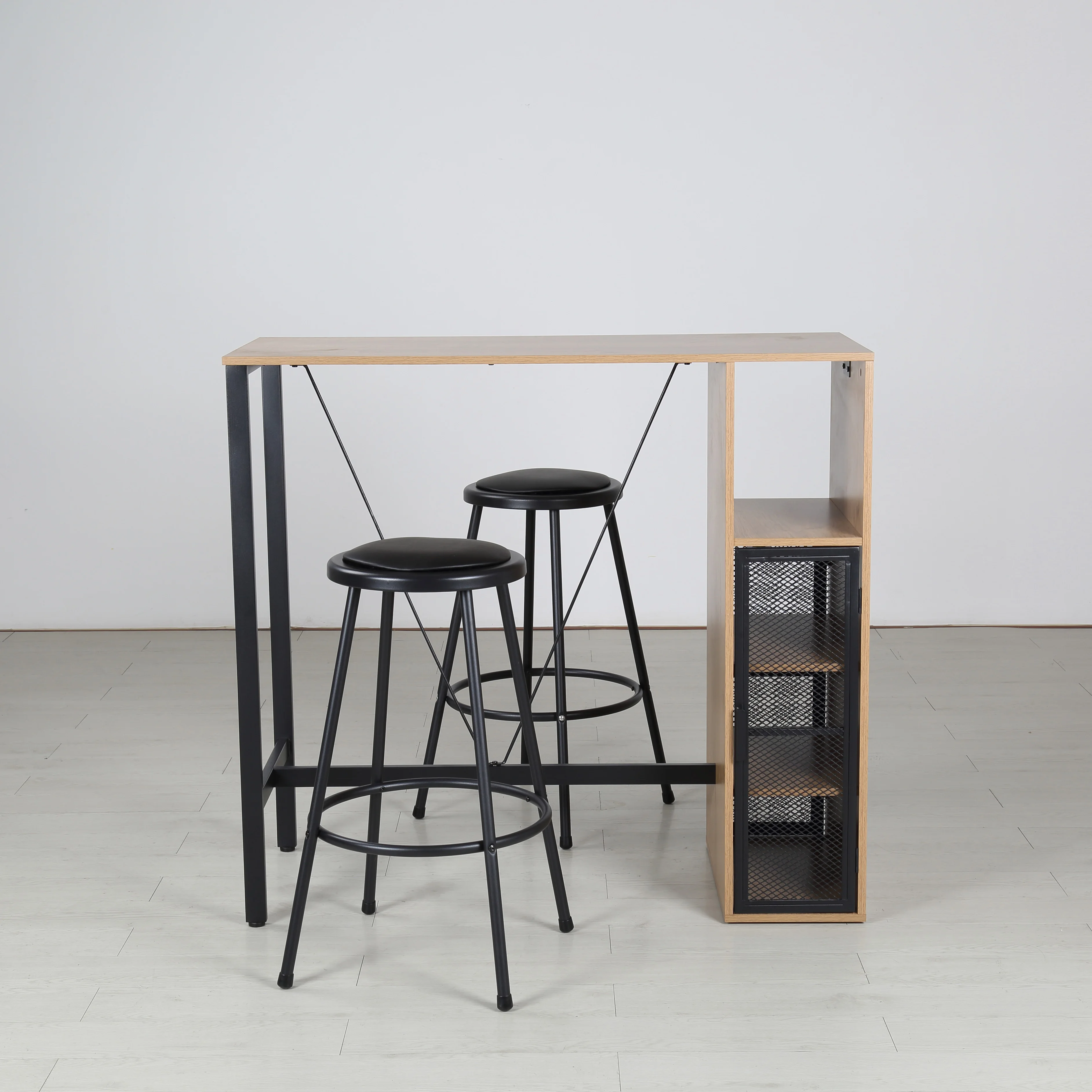 Европейский деревянный барный стол с 2 стульями, металлическая древесина для комнатной гостиной