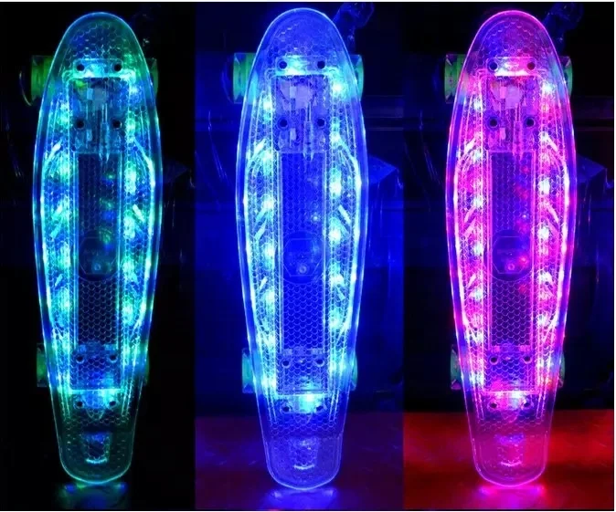 
Cheap Plastic skateboard deck with LED Light USB charging overboard skateboard without Electric 