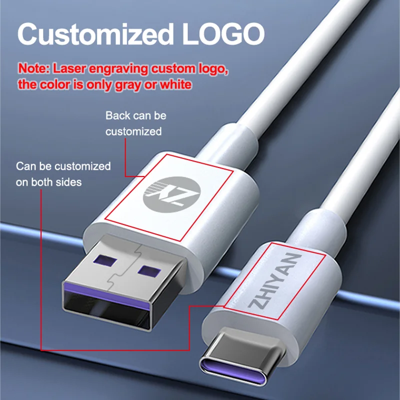 Hot Sell 1m Type-c 5a Fast Charge Data Transfer And Charing 2 In 1 Cable Usb C Charging Data Cable Super Charge For Samsung H