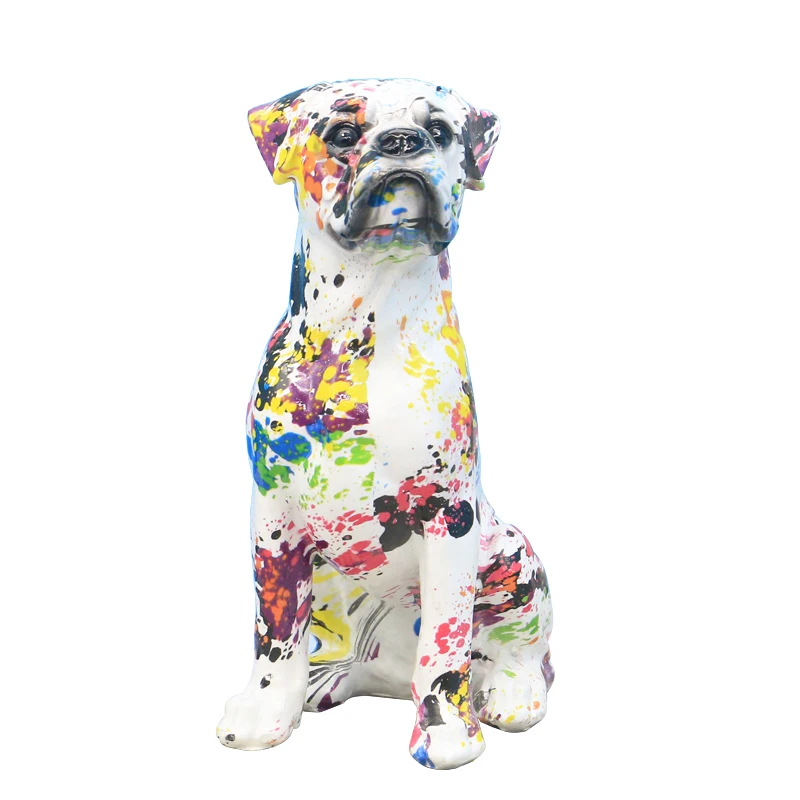 Beautiful Colorful   Sitting Dog  Resin Crafts with  Home and Office Decoration