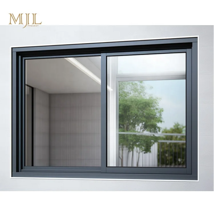 MJL latest simple design aluminium window 2 track resistant heat insulated sliding glass windows