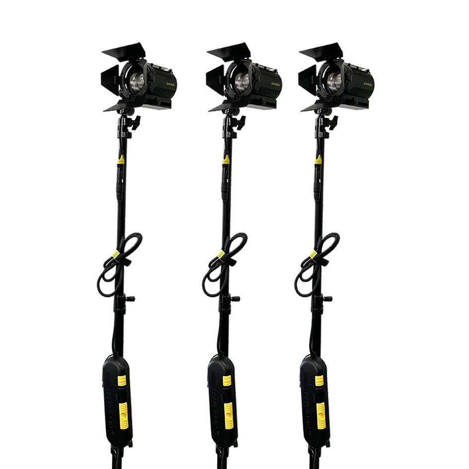 
DEDO Dimming 3200K 3PCS 150W Fresnel SpotLight+Tripod+Case Kit For Studio Photography Film TV Radio Broadcasting Equipment 