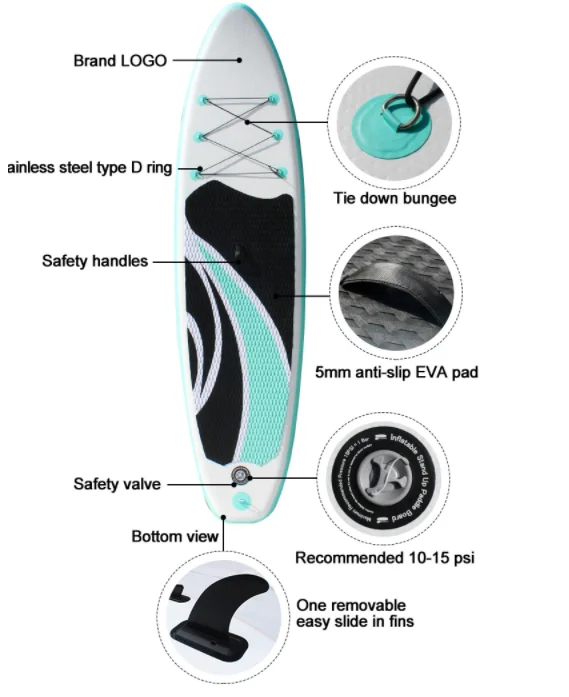 
Custom standing - up inflatable child anti - skid water SUP paddle board surf board 