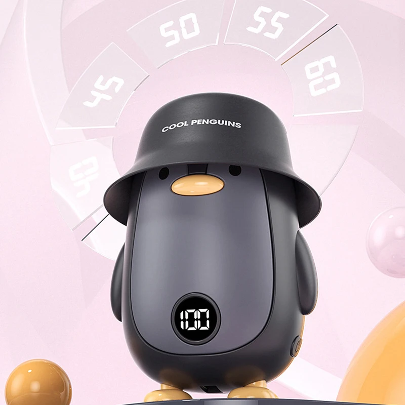 2 In 1 Mini Cute Penguin Portable USB Rechargeable Electric Warmer Heater For Hand Winter Indoor Outdoor With Power Bank Display