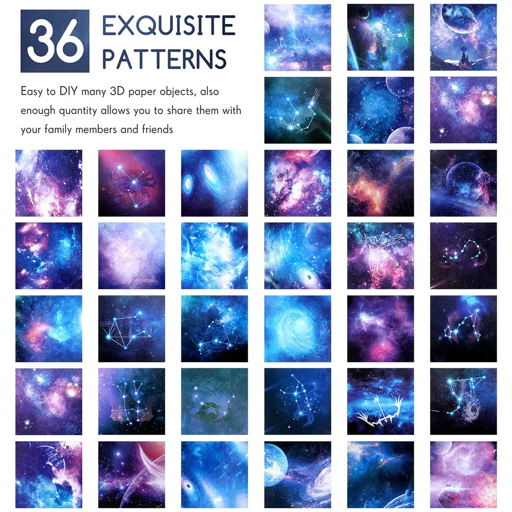 Bview Art Double Sided Sky Scrapbook Paper Galaxy Outer Space Star Pattern Origami Paper for Arts Crafts School Kids Teachers
