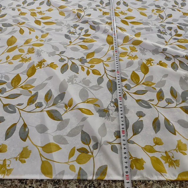 Scenery leaf Printed shower curtain polyester yellow shower curtain with 12 good hooks